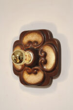 W odcieniach brązu jednopunktowa ceramiczna lampa ścienna / kinkiet / plafon Fat Lava z motywem kwiatowym, Hustadt Leuchten, Niemcy, lata 60. - obrazek 7