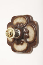 W odcieniach brązu jednopunktowa ceramiczna lampa ścienna / kinkiet / plafon Fat Lava z motywem kwiatowym, Hustadt Leuchten, Niemcy, lata 60. - obrazek 8