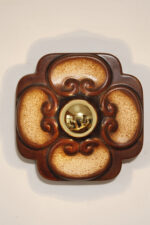 W odcieniach brązu jednopunktowa ceramiczna lampa ścienna / kinkiet / plafon Fat Lava z motywem kwiatowym, Hustadt Leuchten, Niemcy, lata 60. - obrazek 9