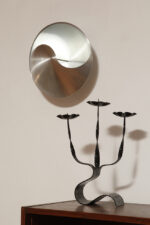 Srebrny lekki jednopunktowy kinkiet/lampa ścienna ze szczotkowanego aluminium "Yin-Yang" TYP C1636, projekt Hermiana Sneydersa de Vogel dla Raak Amsterdam, Holandia, lata 70. - obrazek 9