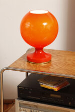 Duża jednopunktowa pomarańczowa szklana dwuwarstwowa lampa biurkowa/nocna TYP M 2/3, Štepán Tabery dla OPP Jihlava, Czechosłowacja, lata 70. - obrazek 12