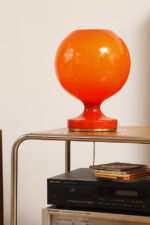 Duża jednopunktowa pomarańczowa szklana dwuwarstwowa lampa biurkowa/nocna TYP M 2/3, Štepán Tabery dla OPP Jihlava, Czechosłowacja, lata 70. - obrazek 3