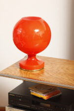 Duża jednopunktowa pomarańczowa szklana dwuwarstwowa lampa biurkowa/nocna TYP M 2/3, Štepán Tabery dla OPP Jihlava, Czechosłowacja, lata 70. - obrazek 5