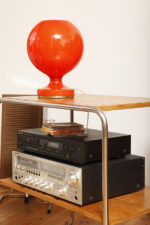 Duża jednopunktowa pomarańczowa szklana dwuwarstwowa lampa biurkowa/nocna TYP M 2/3, Štepán Tabery dla OPP Jihlava, Czechosłowacja, lata 70. - obrazek 17