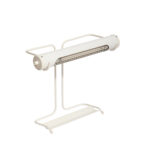 Biała duża jednopunktowa metalowa industrialna lampa biurkowa ze zdejmowanym kloszem z jarzeniówką, Woja Holland, Holandia, lata 80.