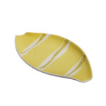 Żółto-biała porcelanowa ręcznie malowana popielniczka/paterka, Polish New Look, Zakłady Porcelany Stołowej "Karolina" w Jaworzynie Śląskiej, Polska, lata 60.