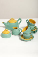 Zielono żółty ceramiczny serwis do kawy/herbaty w stylu Memphis dla czterech osób, projekt Massimo Iosa Ghini dla Naj Oleari, Włochy, lata 80. - obrazek 14