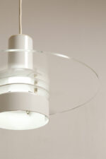 Metalowa jednopunktowa biała lampa wisząca/sufitowa z przeźroczystym okręgiem z pleksiglasu, HORN, typ 740, Dania, lata 70/80. - obrazek 13