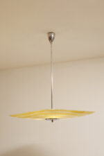 Żółta kwadratowa szklana trzypunktowa lampa sufitowa „Parasolka” z geometrycznym wzorem, Napako, Czechosłowacja, lata 60. - obrazek 12