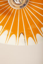 Pomarańczowa szklana trzypunktowa lampa sufitowa „Parasolka” z geometrycznym wzorem i złoceniami, Napako, Czechosłowacja, lata 60. - obrazek 13