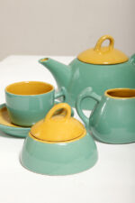 Zielono żółty ceramiczny serwis do kawy/herbaty w stylu Memphis dla czterech osób, projekt Massimo Iosa Ghini dla Naj Oleari, Włochy, lata 80. - obrazek 16