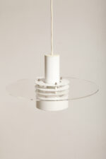 Metalowa jednopunktowa biała lampa wisząca/sufitowa z przeźroczystym okręgiem z pleksiglasu, HORN, typ 740, Dania, lata 70/80. - obrazek 14