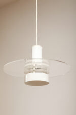 Metalowa jednopunktowa biała lampa wisząca/sufitowa z przeźroczystym okręgiem z pleksiglasu, HORN, typ 740, Dania, lata 70/80. - obrazek 15