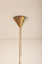 Duża lampa sufitowa "Olympia 2731" z okrągłym masywnym szklanym kloszem w kształcie koła zawieszonym na stalowej złotej konstrukcji, projekt Daniel Puppa dla Fontana Arte/Mediolan, Włochy, wzór z 1984 roku - obrazek 15