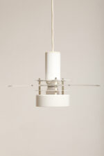 Metalowa jednopunktowa biała lampa wisząca/sufitowa z przeźroczystym okręgiem z pleksiglasu, HORN, typ 740, Dania, lata 70/80. - obrazek 16