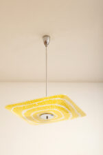 Żółta kwadratowa szklana trzypunktowa lampa sufitowa „Parasolka” z geometrycznym wzorem, Napako, Czechosłowacja, lata 60. - obrazek 15