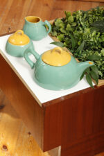 Zielono żółty ceramiczny serwis do kawy/herbaty w stylu Memphis dla czterech osób, projekt Massimo Iosa Ghini dla Naj Oleari, Włochy, lata 80. - obrazek 20