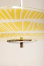 Żółta kwadratowa szklana trzypunktowa lampa sufitowa „Parasolka” z geometrycznym wzorem, Napako, Czechosłowacja, lata 60. - obrazek 16