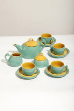 Zielono żółty ceramiczny serwis do kawy/herbaty w stylu Memphis dla czterech osób, projekt Massimo Iosa Ghini dla Naj Oleari, Włochy, lata 80. - obrazek 21