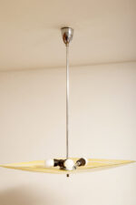 Żółta kwadratowa szklana trzypunktowa lampa sufitowa „Parasolka” z geometrycznym wzorem, Napako, Czechosłowacja, lata 60. - obrazek 17