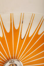 Pomarańczowa szklana trzypunktowa lampa sufitowa „Parasolka” z geometrycznym wzorem i złoceniami, Napako, Czechosłowacja, lata 60. - obrazek 18
