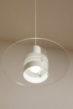 Metalowa jednopunktowa biała lampa wisząca/sufitowa z przeźroczystym okręgiem z pleksiglasu, HORN, typ 740, Dania, lata 70/80. - obrazek 19