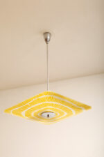 Żółta kwadratowa szklana trzypunktowa lampa sufitowa „Parasolka” z geometrycznym wzorem, Napako, Czechosłowacja, lata 60. - obrazek 18