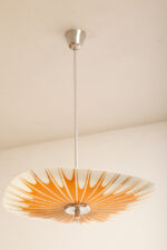 Pomarańczowa szklana trzypunktowa lampa sufitowa „Parasolka” z geometrycznym wzorem i złoceniami, Napako, Czechosłowacja, lata 60. - obrazek 19