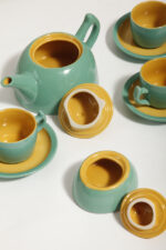 Zielono żółty ceramiczny serwis do kawy/herbaty w stylu Memphis dla czterech osób, projekt Massimo Iosa Ghini dla Naj Oleari, Włochy, lata 80. - obrazek 23