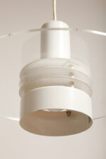 Metalowa jednopunktowa biała lampa wisząca/sufitowa z przeźroczystym okręgiem z pleksiglasu, HORN, typ 740, Dania, lata 70/80. - obrazek 20