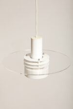 Metalowa jednopunktowa biała lampa wisząca/sufitowa z przeźroczystym okręgiem z pleksiglasu, HORN, typ 740, Dania, lata 70/80. - obrazek 21