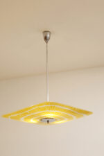 Żółta kwadratowa szklana trzypunktowa lampa sufitowa „Parasolka” z geometrycznym wzorem, Napako, Czechosłowacja, lata 60. - obrazek 20