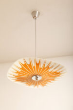 Pomarańczowa szklana trzypunktowa lampa sufitowa „Parasolka” z geometrycznym wzorem i złoceniami, Napako, Czechosłowacja, lata 60. - obrazek 21