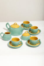 Zielono żółty ceramiczny serwis do kawy/herbaty w stylu Memphis dla czterech osób, projekt Massimo Iosa Ghini dla Naj Oleari, Włochy, lata 80. - obrazek 3