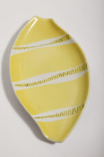 Żółto-biała porcelanowa ręcznie malowana popielniczka/paterka, Polish New Look, Zakłady Porcelany Stołowej "Karolina" w Jaworzynie Śląskiej, Polska, lata 60. - obrazek 2