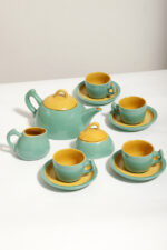 Zielono żółty ceramiczny serwis do kawy/herbaty w stylu Memphis dla czterech osób, projekt Massimo Iosa Ghini dla Naj Oleari, Włochy, lata 80. - obrazek 25
