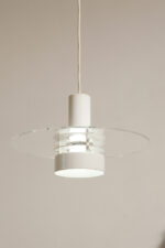 Metalowa jednopunktowa biała lampa wisząca/sufitowa z przeźroczystym okręgiem z pleksiglasu, HORN, typ 740, Dania, lata 70/80. - obrazek 22