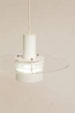 Metalowa jednopunktowa biała lampa wisząca/sufitowa z przeźroczystym okręgiem z pleksiglasu, HORN, typ 740, Dania, lata 70/80. - obrazek 23