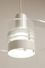 Metalowa jednopunktowa biała lampa wisząca/sufitowa z przeźroczystym okręgiem z pleksiglasu, HORN, typ 740, Dania, lata 70/80. - obrazek 24