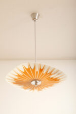 Pomarańczowa szklana trzypunktowa lampa sufitowa „Parasolka” z geometrycznym wzorem i złoceniami, Napako, Czechosłowacja, lata 60. - obrazek 24