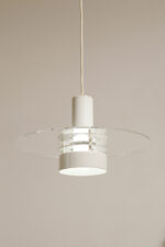 Metalowa jednopunktowa biała lampa wisząca/sufitowa z przeźroczystym okręgiem z pleksiglasu, HORN, typ 740, Dania, lata 70/80. - obrazek 25