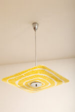 Żółta kwadratowa szklana trzypunktowa lampa sufitowa „Parasolka” z geometrycznym wzorem, Napako, Czechosłowacja, lata 60. - obrazek 24