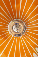 Pomarańczowa szklana trzypunktowa lampa sufitowa „Parasolka” z geometrycznym wzorem i złoceniami, Napako, Czechosłowacja, lata 60. - obrazek 25