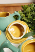 Zielono żółty ceramiczny serwis do kawy/herbaty w stylu Memphis dla czterech osób, projekt Massimo Iosa Ghini dla Naj Oleari, Włochy, lata 80. - obrazek 29