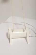 Biała jednopunktowa geometryczna plastikowo-metalowo-drewniana lampa biurkowa w stylu Memphis firmy Woja Holland, Holandia, lata 80. - obrazek 26