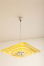 Żółta kwadratowa szklana trzypunktowa lampa sufitowa „Parasolka” z geometrycznym wzorem, Napako, Czechosłowacja, lata 60. - obrazek 26