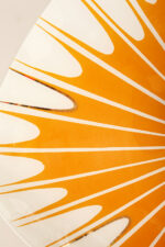 Pomarańczowa szklana trzypunktowa lampa sufitowa „Parasolka” z geometrycznym wzorem i złoceniami, Napako, Czechosłowacja, lata 60. - obrazek 27