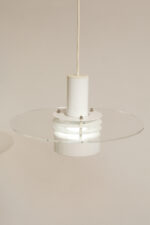 Metalowa jednopunktowa biała lampa wisząca/sufitowa z przeźroczystym okręgiem z pleksiglasu, HORN, typ 740, Dania, lata 70/80. - obrazek 29