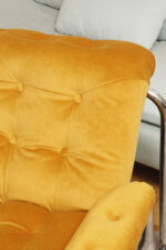 Niski i szeroki fotel "Borkum" z poduchą i podłokietnikami z żółtego weluru osadzonych na metalowej chromowanej konstrukcji, projekt Johan Bertil Häggström, Ikea, Szwecja, wzór z 1978 roku - obrazek 33