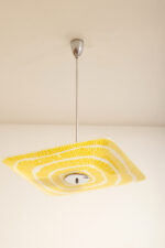 Żółta kwadratowa szklana trzypunktowa lampa sufitowa „Parasolka” z geometrycznym wzorem, Napako, Czechosłowacja, lata 60. - obrazek 28